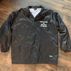SSUR black coach jacket button down with snaps & pockets size large